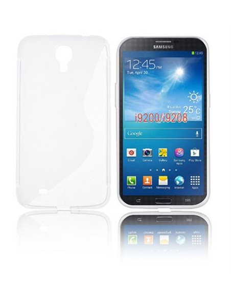 CUSTODIA GEL TPU SILICONE DOUBLE per SAMSUNG I9200 GALAXY MEGA 6.3' POLLICI, I9205 COLORE BIANCO-TRASPARENTE