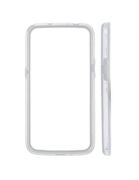 CUSTODIA BUMPER GEL TPU SILICONE SEMI-RIGIDO per SAMSUNG I9200 GALAXY MEGA 6.3' POLLICI, I9205 BIANCO-TRASPARENTE-BIANCO