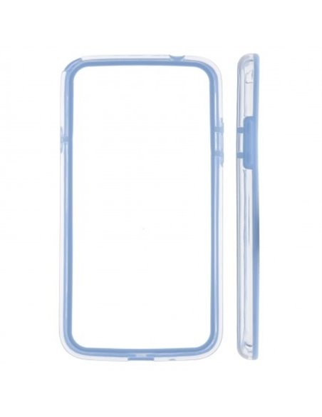 CUSTODIA BUMPER GEL TPU SILICONE SEMI-RIGIDO per SAMSUNG I9150 GALAXY MEGA 5.8' POLLICI, I9152 BLU - TRASPARENTE - BLU