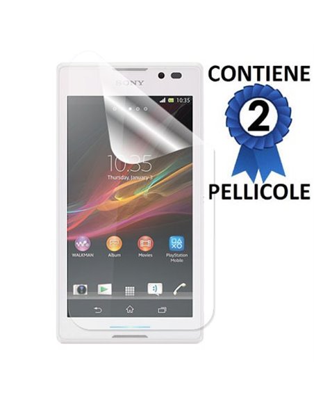 PELLICOLA PROTEGGI DISPLAY SONY XPERIA C, C2305, S39H CONFEZIONE 2 PEZZI