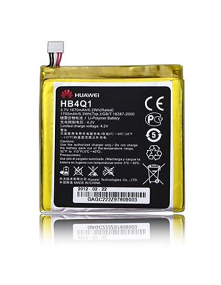 BATTERIA ORIGINALE HUAWEI HB4Q1 per U9500 ASCEND D1, U9200 ASCEND P1 1670 mAh LI-ION BULK