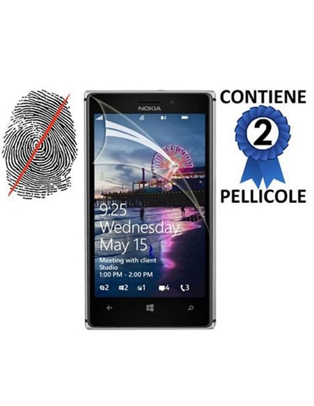 PELLICOLA PROTEGGI DISPLAY ANTI IMPRONTA NOKIA 925 LUMIA CONFEZIONE 2 PEZZI