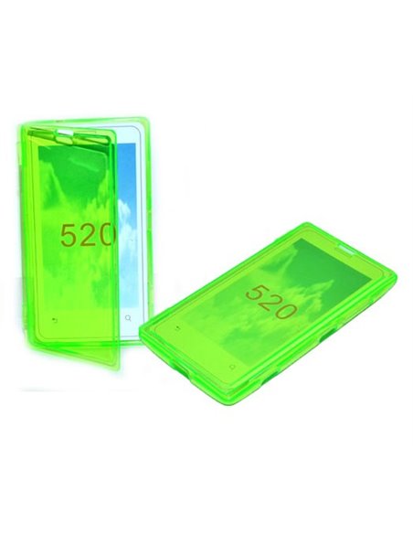 CUSTODIA GEL TPU SILICONE FLIP BOOK per NOKIA LUMIA 520, LUMIA 525 COLORE VERDE TRASPARENTE