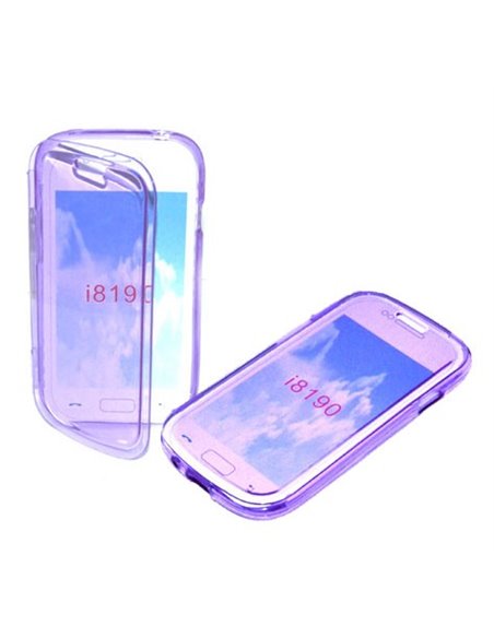 CUSTODIA GEL TPU SILICONE FLIP BOOK per SAMSUNG I8190 GALAXY S3 MINI, I8200 GALAXY S3 MINI VE COLORE VIOLA TRASPARENTE