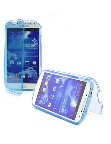 CUSTODIA GEL TPU SILICONE FLIP BOOK per SAMSUNG I9500 GALAXY S4, I9505, I9502 COLORE BLU