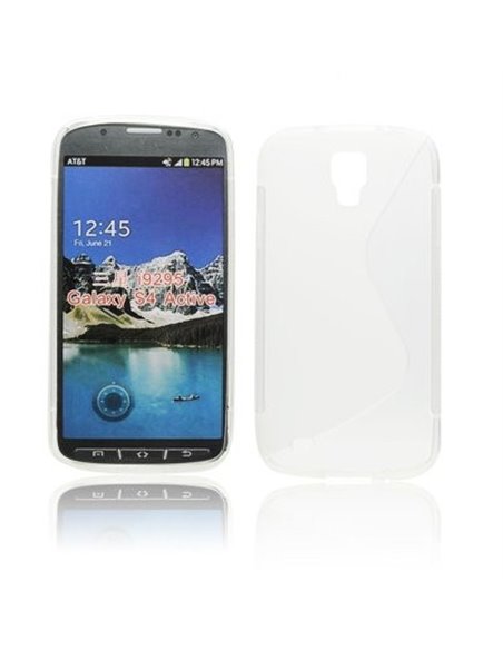 CUSTODIA GEL TPU SILICONE DOUBLE per SAMSUNG I9295 GALAXY S4 ACTIVE COLORE BIANCO - TRASPARENTE