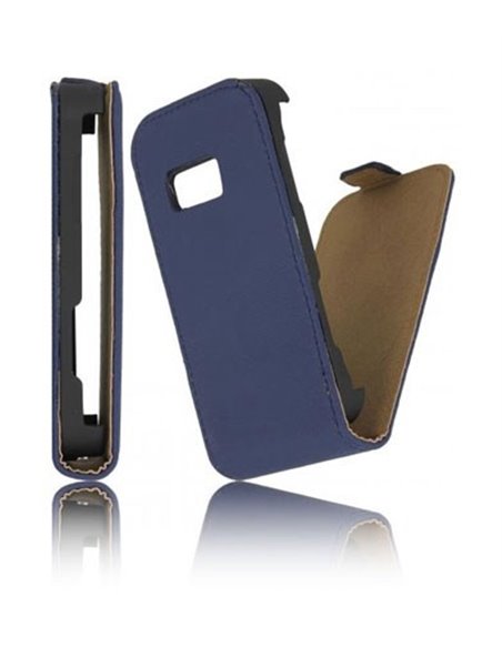 CUSTODIA VERTICALE SLIM FLIP PELLE per SAMSUNG S6500 GALAXY MINI 2 COLORE BLU