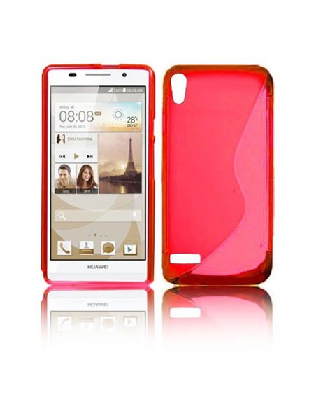 CUSTODIA GEL TPU SILICONE DOUBLE per HUAWEI ASCEND P6 COLORE ROSSO