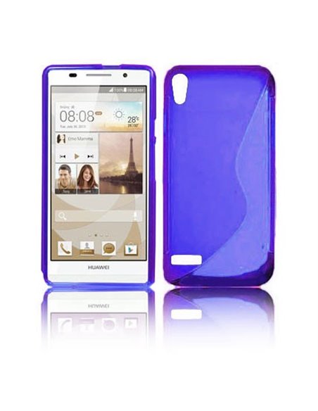 CUSTODIA GEL TPU SILICONE DOUBLE per HUAWEI ASCEND P6 COLORE BLU