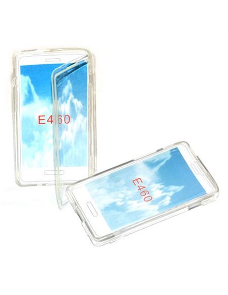 CUSTODIA GEL TPU SILICONE FLIP BOOK per LG OPTIMUS L5 II, E460 COLORE BIANCO TRASPARENTE