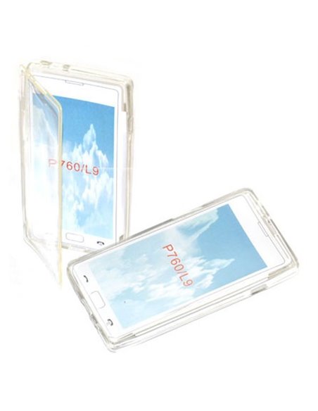 CUSTODIA GEL TPU SILICONE FLIP BOOK per LG OPTIMUS L9, P760 COLORE BIANCO TRASPARENTE