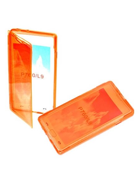 CUSTODIA GEL TPU SILICONE FLIP BOOK per LG OPTIMUS L9, P760 COLORE ARANCIONE