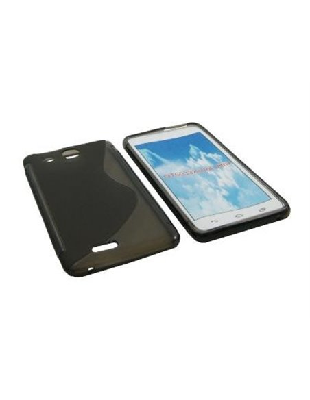 CUSTODIA GEL TPU SILICONE DOUBLE per ALCATEL ONE TOUCH 6033 IDOL ULTRA COLORE NERO-TRASPARENTE