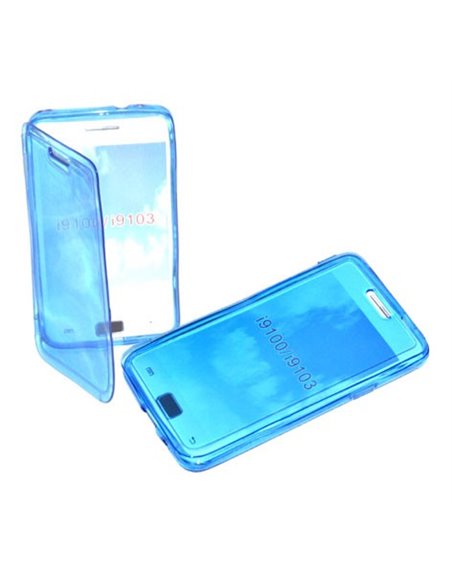 CUSTODIA GEL TPU SILICONE FLIP BOOK per SAMSUNG I9100 GALAXY S2, I9105 GALAXY S2 PLUS COLORE BLU