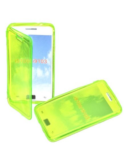 CUSTODIA GEL TPU SILICONE FLIP BOOK per SAMSUNG I9100 GALAXY S2, I9105 GALAXY S2 PLUS COLORE VERDE