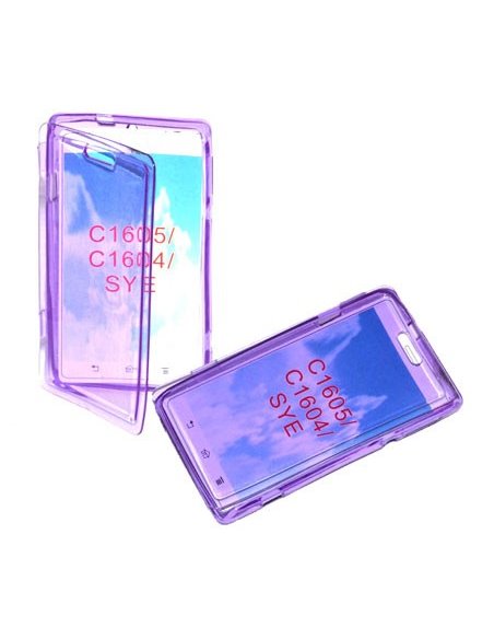 CUSTODIA GEL TPU SILICONE FLIP BOOK per SONY XPERIA E, C1504, C1505, C1604, C1605 COLORE VIOLA