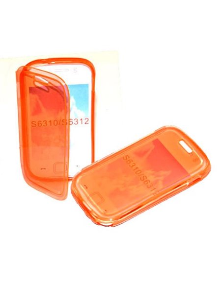 CUSTODIA GEL TPU SILICONE FLIP BOOK per SAMSUNG S6310 GALAXY YOUNG, S6312 GALAXY YOUNG DUOS COLORE ARANCIONE