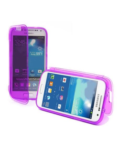 CUSTODIA GEL TPU SILICONE FLIP BOOK per SAMSUNG I9190 GALAXY S4 MINI, I9192, I9195 COLORE VIOLA