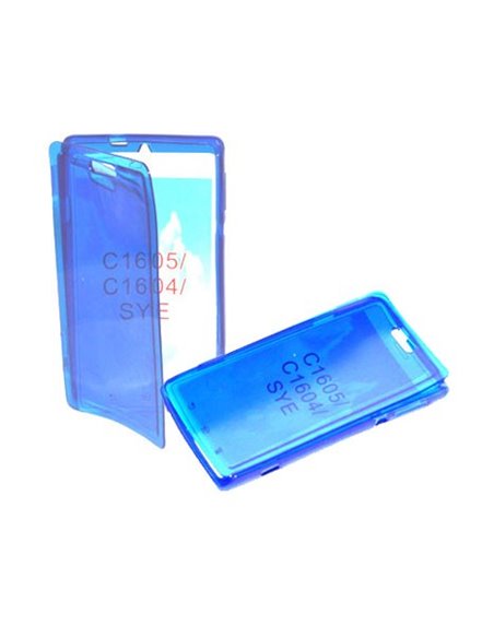 CUSTODIA GEL TPU SILICONE FLIP BOOK per SONY XPERIA E, C1504, C1505, C1604, C1605 COLORE BLU