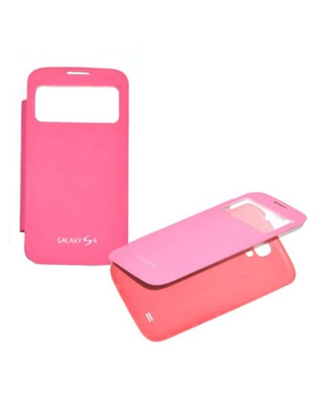 CUSTODIA ORIZZONTALE FLIP COVER CON FINESTRA IDENTIFICATIVO CHIAMANTE per SAMSUNG I9500 GALAXY S4 COLORE ROSA