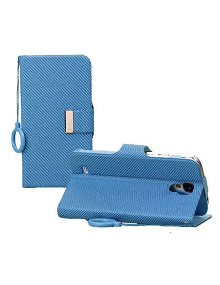 CUSTODIA FLIP ORIZZONTALE CON STAND E PORTA CARTE per SAMSUNG I9500 GALAXY S4, I9505, I9502 COLORE AZZURRO