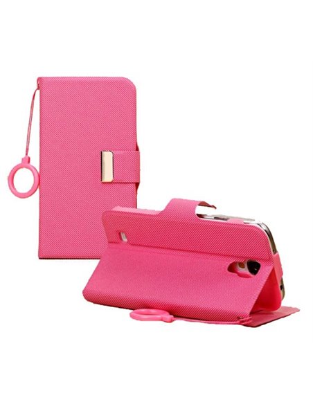 CUSTODIA FLIP ORIZZONTALE CON STAND E PORTA CARTE per SAMSUNG I9500 GALAXY S4, I9505, I9502 COLORE ROSA