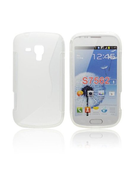 CUSTODIA GEL TPU SILICONE DOUBLE per SAMSUNG S7562 GALAXY S DUOS, S7560 GALAXY TREND, S7580 COLORE BIANCO-TRASPARENTE