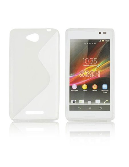 CUSTODIA GEL TPU SILICONE DOUBLE per SONY XPERIA C, C2305, S39H COLORE BIANCO-TRASPARENTE