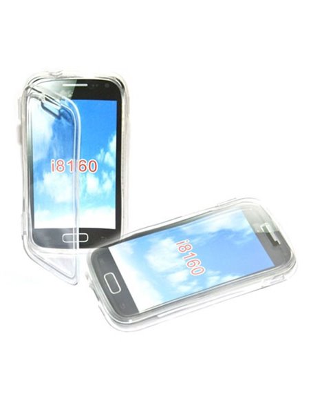 CUSTODIA GEL TPU SILICONE FLIP BOOK per SAMSUNG I8160 GALAXY ACE 2 COLORE BIANCO-TRASPARENTE