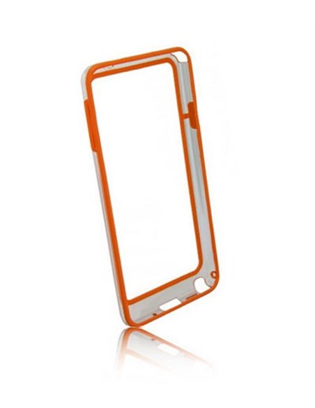 CUSTODIA BUMPER GEL TPU SILICONE SEMI-RIGIDO per SAMSUNG GALAXY NOTE 3, N9000, N9002, N9005 ARANCIO-TRASPARENTE-ARANCIO