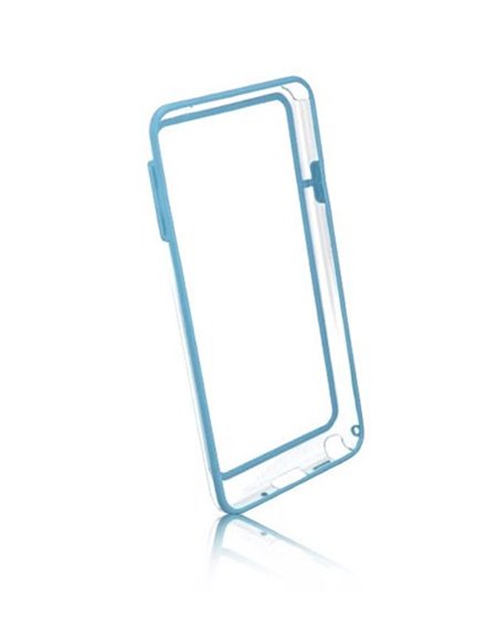 CUSTODIA BUMPER GEL TPU SILICONE SEMI-RIGIDO per SAMSUNG GALAXY NOTE 3, N9000, N9002, N9005 AZZURRO-TRASPARENTE-AZZURRO