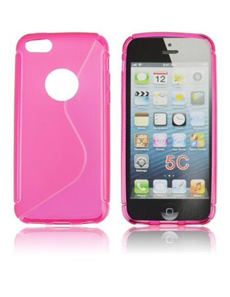 CUSTODIA GEL TPU SILICONE DOUBLE per APPLE IPHONE 5c COLORE ROSA