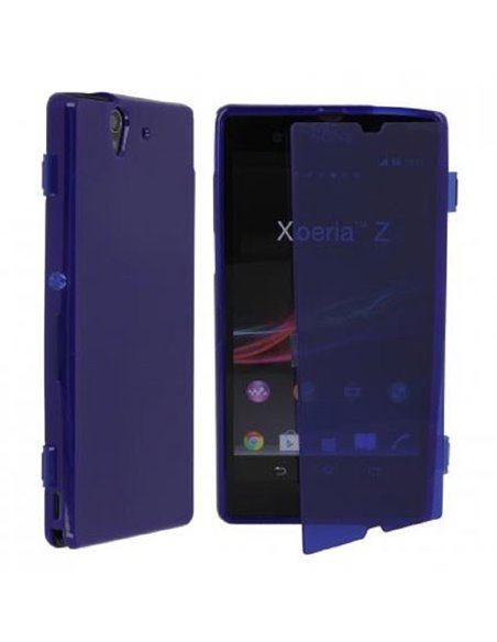 CUSTODIA GEL TPU SILICONE FLIP BOOK per SONY XPERIA Z LT36I, L36H, C6603 COLORE BLU