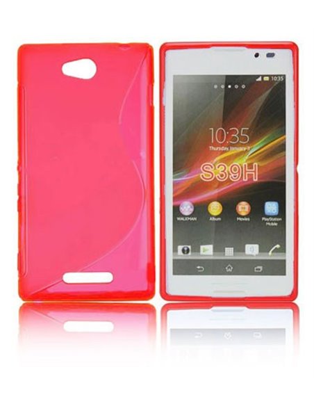 CUSTODIA GEL TPU SILICONE DOUBLE per SONY XPERIA C, C2305, S39H COLORE ROSSO