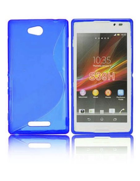 CUSTODIA GEL TPU SILICONE DOUBLE per SONY XPERIA C, C2305, S39H COLORE BLU