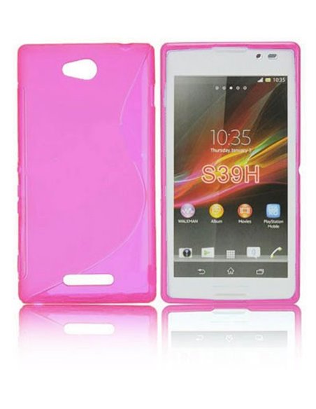 CUSTODIA GEL TPU SILICONE DOUBLE per SONY XPERIA C, C2305, S39H COLORE ROSA