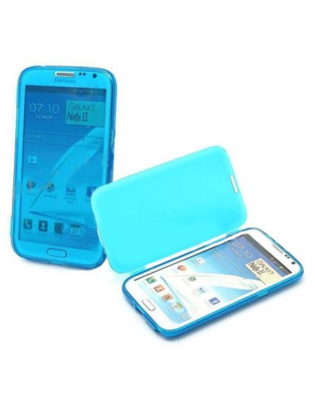 CUSTODIA GEL TPU SILICONE FLIP BOOK per SAMSUNG N7100 GALAXY NOTE 2, N7105 COLORE BLU