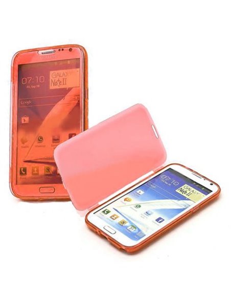 CUSTODIA GEL TPU SILICONE FLIP BOOK per SAMSUNG N7100 GALAXY NOTE 2, N7105 COLORE ARANCIONE