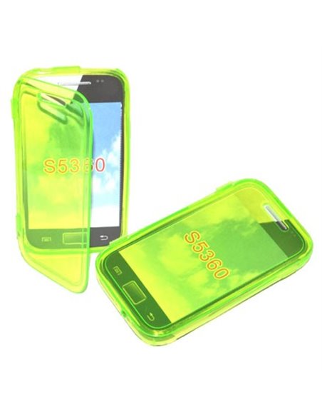 CUSTODIA GEL TPU SILICONE FLIP BOOK per SAMSUNG S5360 GALAXY Y, S5369 GALAXY Y COLORE VERDE