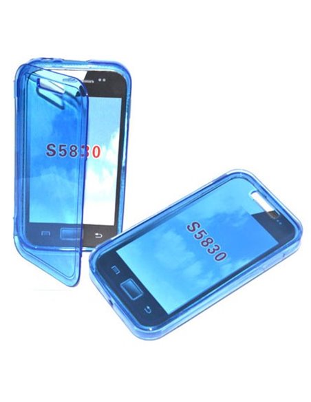 CUSTODIA GEL TPU SILICONE FLIP BOOK per SAMSUNG S5830 GALAXY ACE COLORE BLU