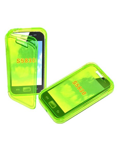 CUSTODIA GEL TPU SILICONE FLIP BOOK per SAMSUNG S5830 GALAXY ACE COLORE VERDE