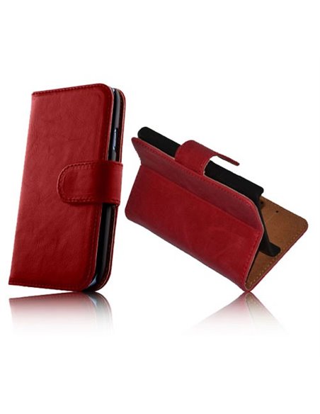 CUSTODIA FLIP ORIZZONTALE PELLE per LG OPTIMUS L3 II, E430 CON STAND E PORTA CARTE COLORE ROSSO