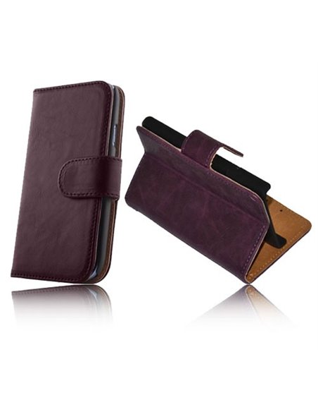 CUSTODIA FLIP ORIZZONTALE PELLE per LG OPTIMUS L7 II, P710 CON STAND E PORTA CARTE COLORE VIOLA