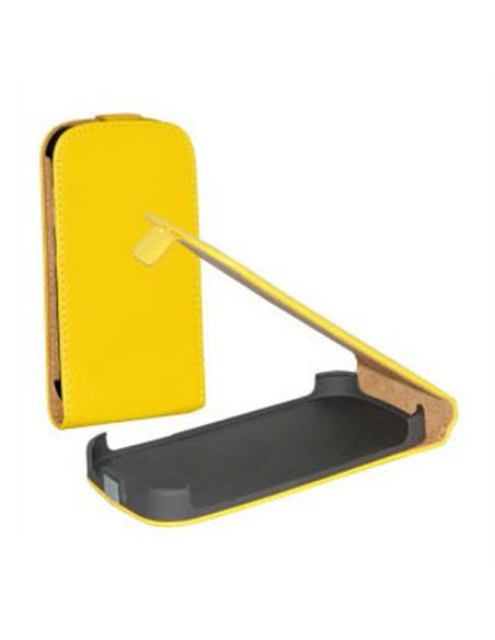 CUSTODIA VERTICALE SLIM FLIP PELLE per SAMSUNG I8260 GALAXY CORE, I8262 COLORE GIALLO