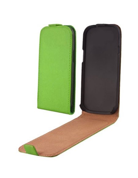 CUSTODIA FLIP VERTICALE SLIM PELLE per SAMSUNG I8260 GALAXY CORE, I8262 COLORE VERDE