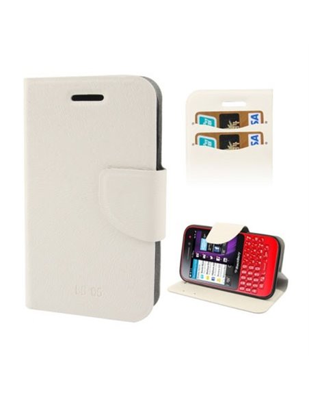 CUSTODIA BOOK SLIM per BLACKBERRY Q5 CON STAND E PORTA CARTE COLORE BIANCO VENATO