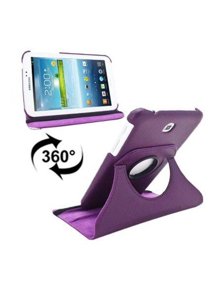 CUSTODIA BOOK PELLE GIREVOLE per SAMSUNG P3200 GALAXY TAB 3 7.0, P3210, SM-T210, SM-T211 7' POLLICI COLORE VIOLA