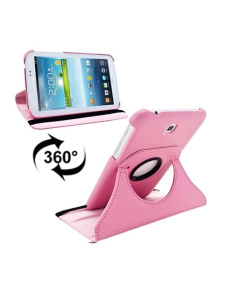 CUSTODIA BOOK PELLE GIREVOLE per SAMSUNG P3200 GALAXY TAB 3 7.0, P3210, SM-T210, SM-T211 7' POLLICI COLORE ROSA