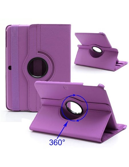 CUSTODIA BOOK PELLE GIREVOLE per SAMSUNG P5200 GALAXY TAB 3 10.1, P5210, 10.1' POLLICI COLORE VIOLA