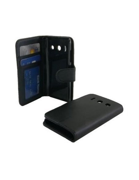 CUSTODIA FLIP ORIZZONTALE per HUAWEI ASCEND Y300, U8833 CON TASCHE PORTA CARTE COLORE NERO